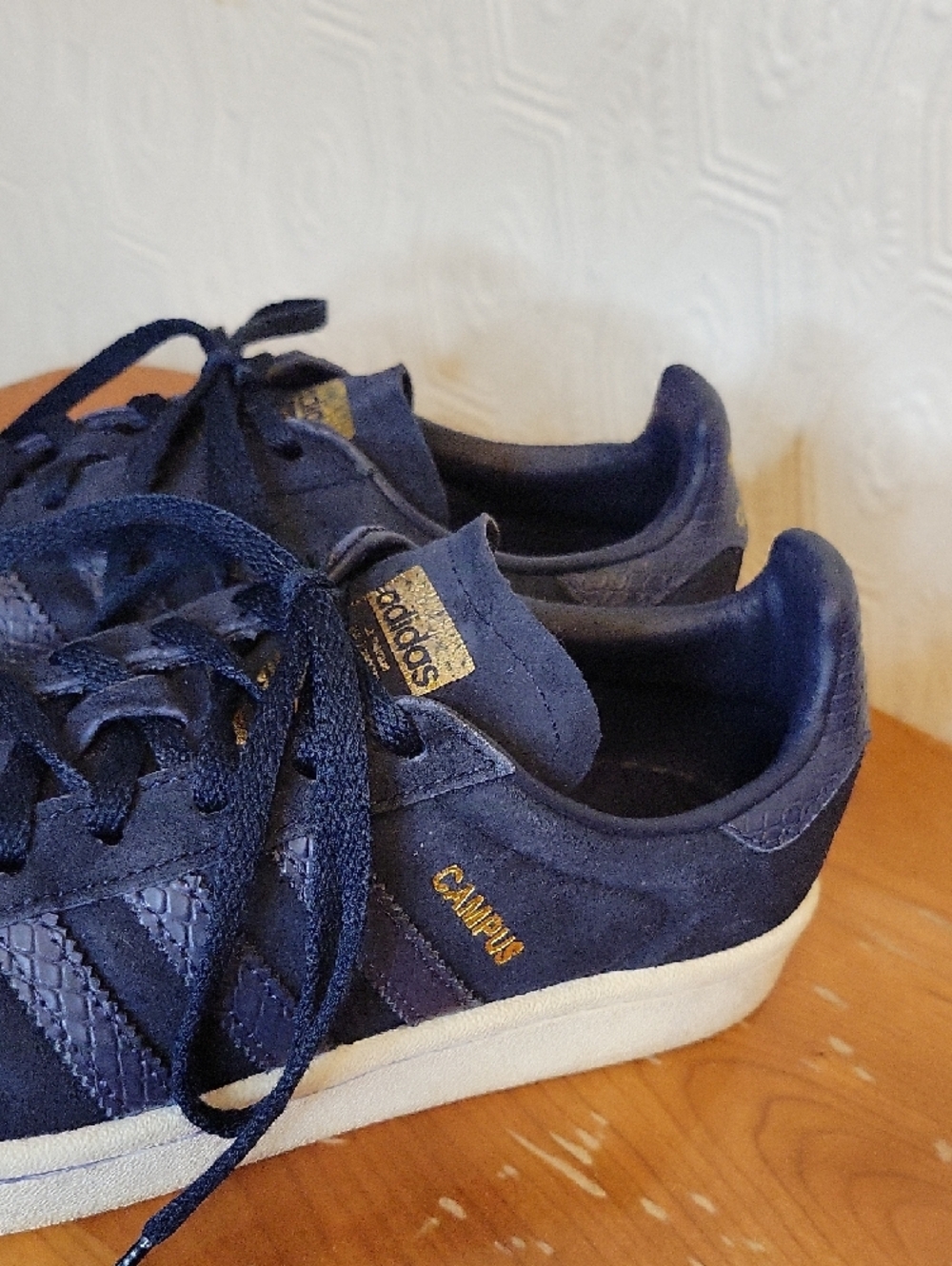 adidas Campus Sneakers - Navy Suede Gold Branding Size US 6.5